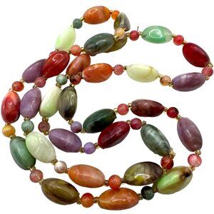 Retro Vibe Colorful Acrylic Beaded Necklace Lightweight Multicolor Vintage Grann